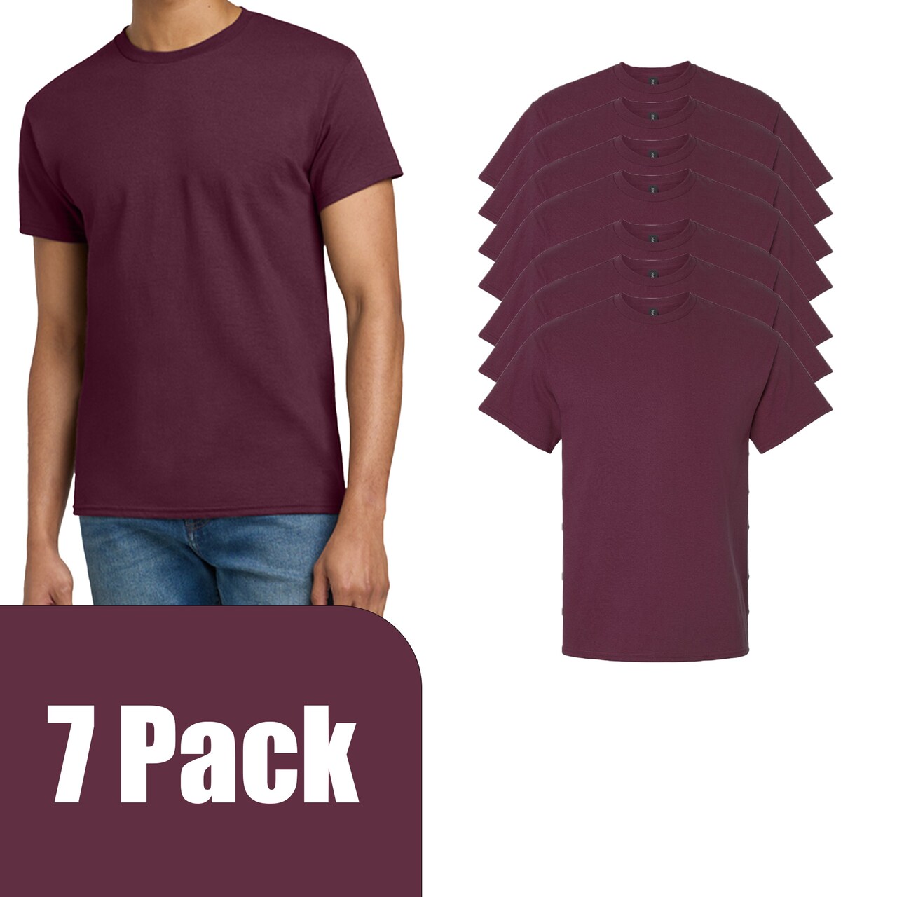 Gildan Ultra Cotton Maroon Short Sleeve T-Shirt Bundle for Heat Transfer, Crewneck Custom Printing Tee